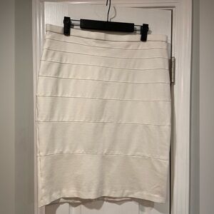 Thalian White Tiered Stretchy Elastic Waist Mini Pencil Skirt Size 12